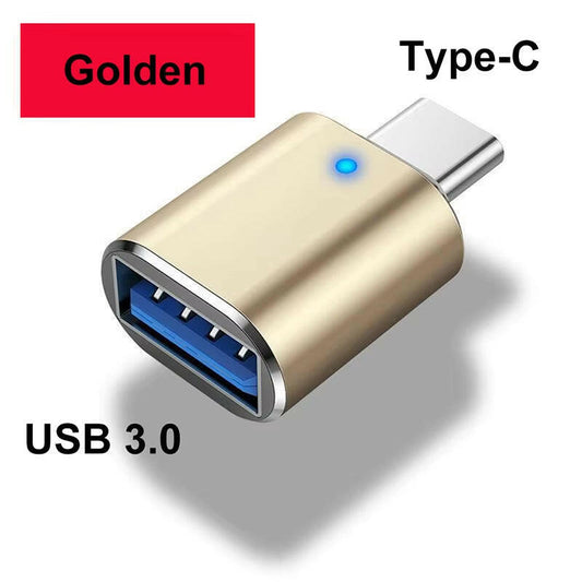 LED USB 3.0 to Type-C Adapter - OTG USB-C and USB-A to Micro USB Female Connector for Samsung, Xiaomi, and POCO Devices