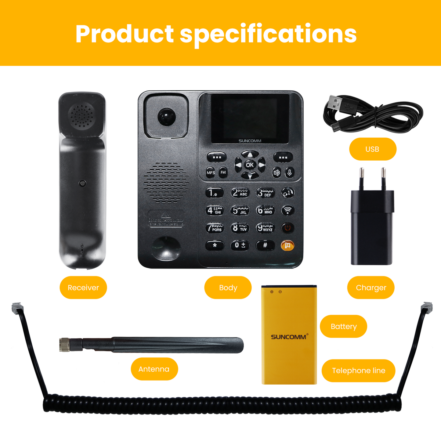 Suncomm 4G Home Telephone (Great for Care Homes) Suitable on Spark, Skinny & One NZ Networks