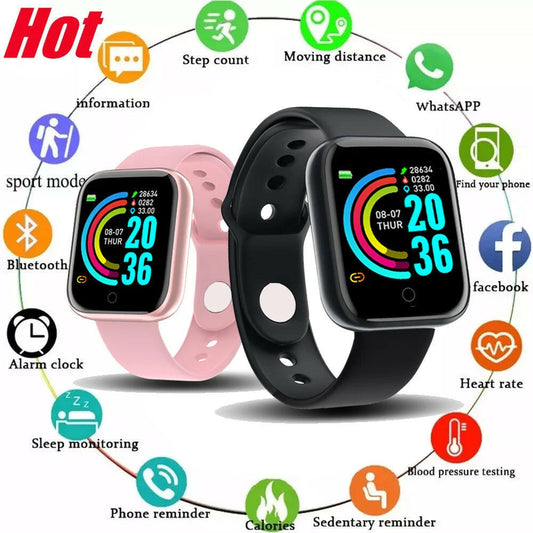 Waterproof Smart Watch for Women and Men - Electronic Fitness Tracker for Kids, Compatible with Xiaomi and Huawei Bracelets