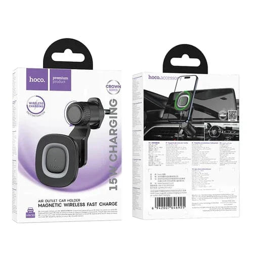15W Magnetic Wireless Charging Phone Holder for Air Vent w/ Hook Locking