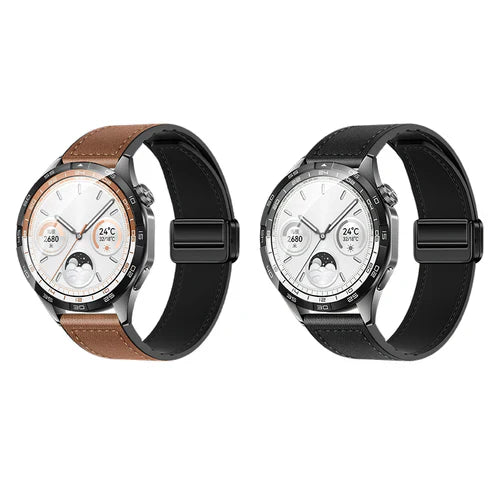 Universal Leather Watch Strap with Magnetic Buckle