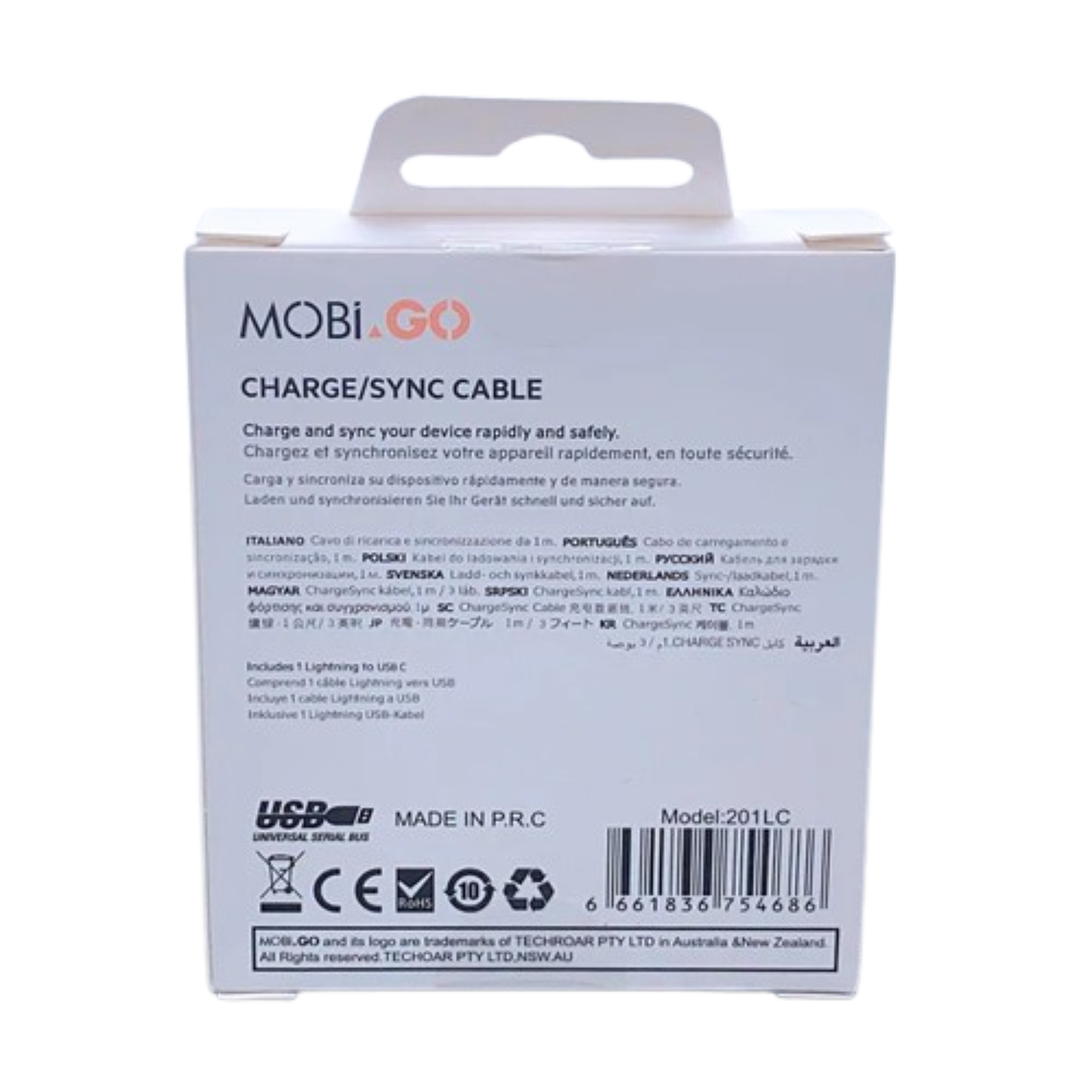Mobigo 1m PD 20W Type-C to Lightning Cable 201LC/GO201TL