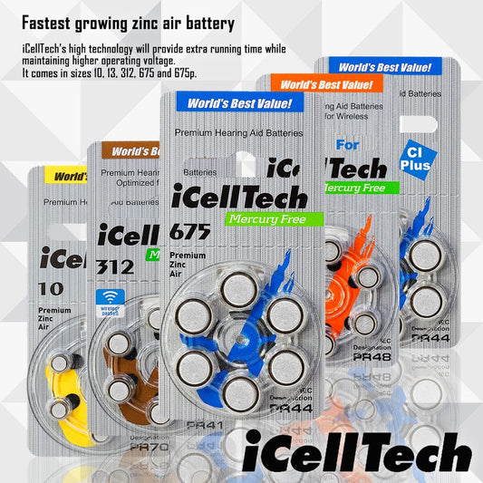 Hearing Aid Batteries (Box of 60 Batteries)