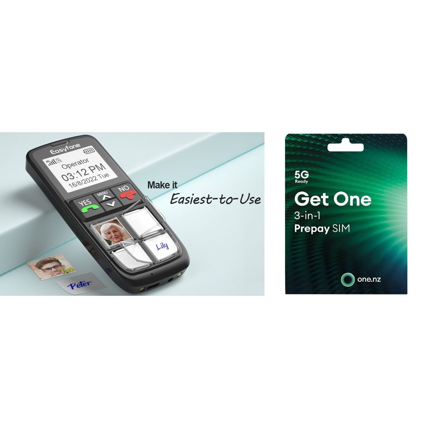 Easyfone 4G Picture Button Cell Phone for Seniors (Suitable on Spark, Skinny & One NZ Networks)