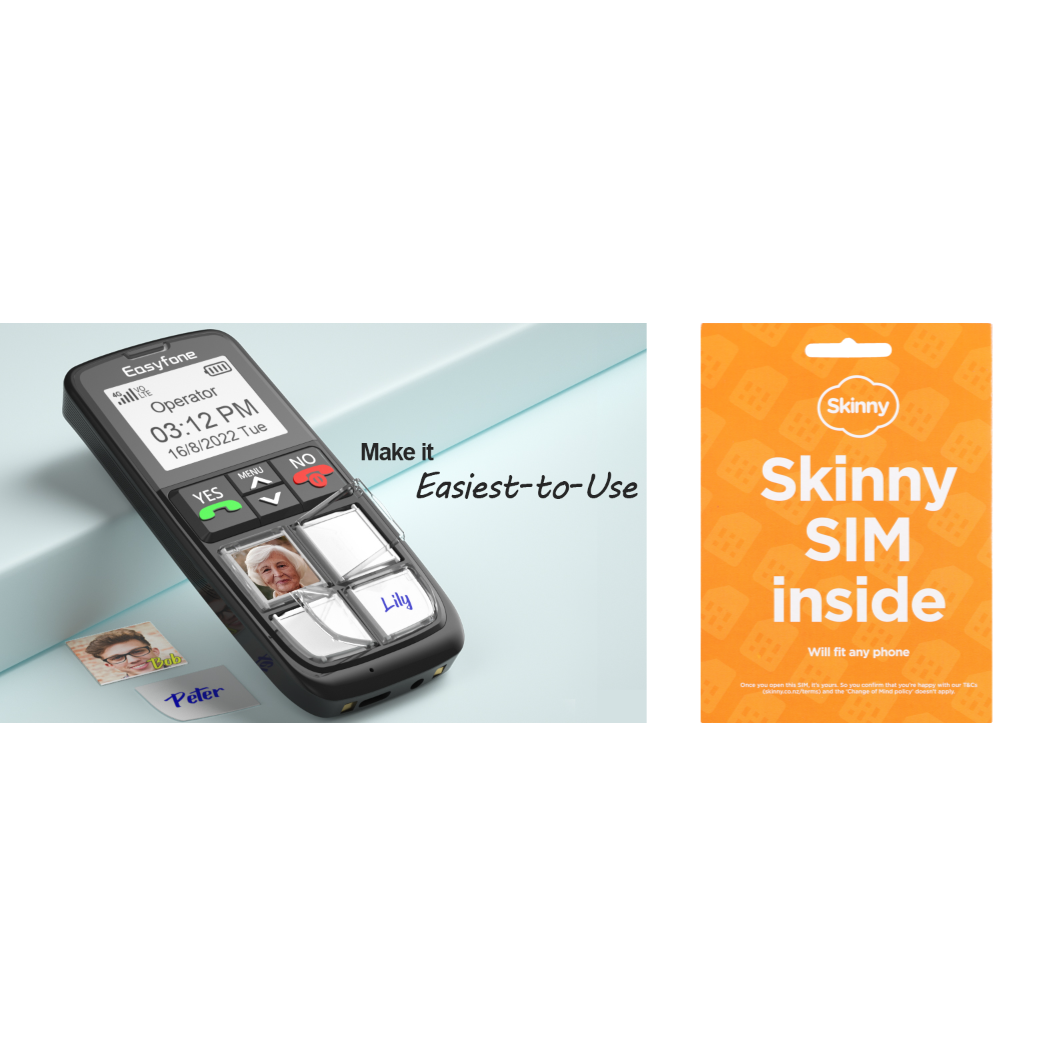 Easyfone 4G Picture Button Cell Phone for Seniors (Suitable on Spark, Skinny & One NZ Networks)