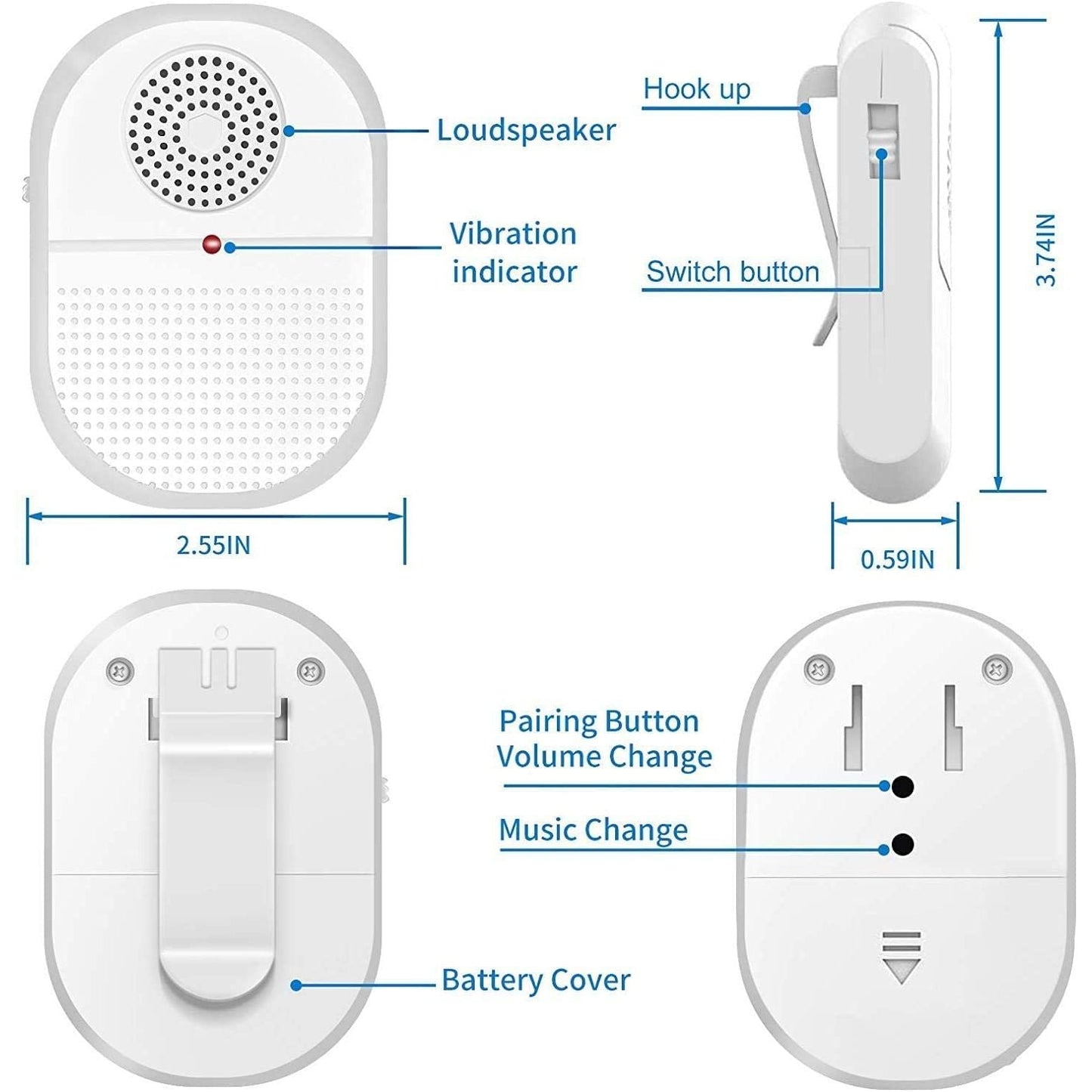 Wireless Caregiver Pager x 2 Call button Pendants