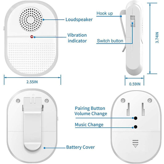 Wireless Caregiver Pager x 2 Call button Pendants