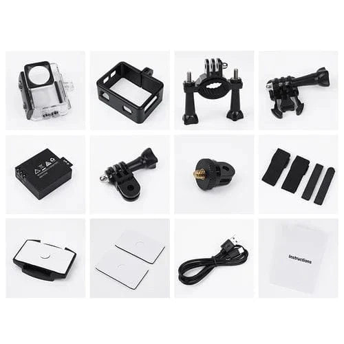 HD 1080P/30FPS Sports Camera w/ 30M Waterproof, Front & Back Dual Screen