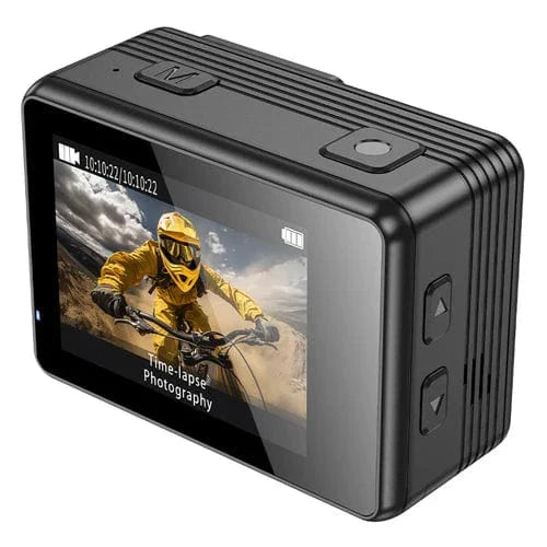 Sports Camera - Stabilization Anti Shake, 30M Waterproof, Front & Back Dual Screen