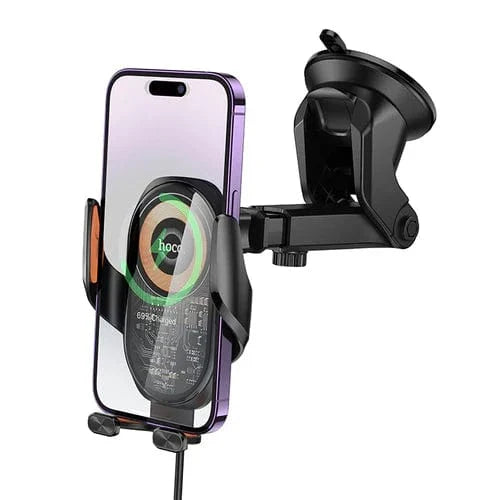 15W Wireless Charging Phone Holder for Windshield & Dashboard w/ Transparent Design