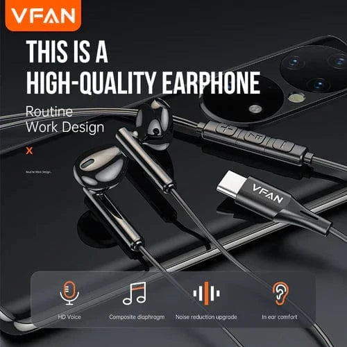 Type-C Earphone Universal w/ Digital Microchip